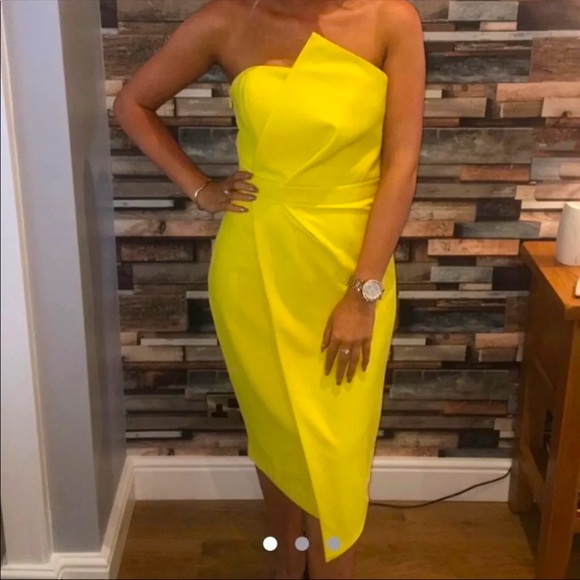 House of CB Dresses House Of Cb Uma Fold Front Yellow Mini Dress